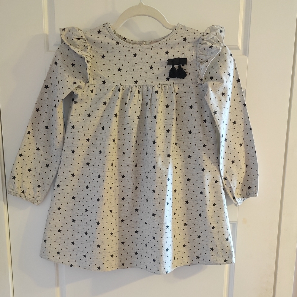 Starry Long Sleeve Dress with Ruffles